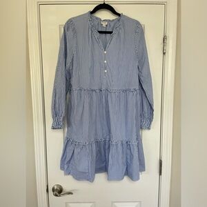 J. Crew Factory Tiered Stripe Ruffle Dress